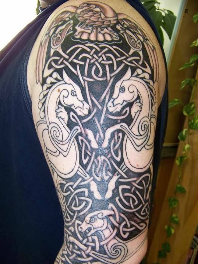 Celtic Irish Tattoo On Left Half Sleeve