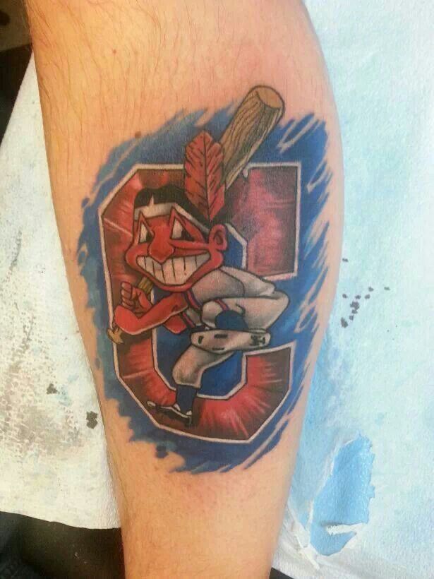 Cleveland Sports Tattoo On Leg