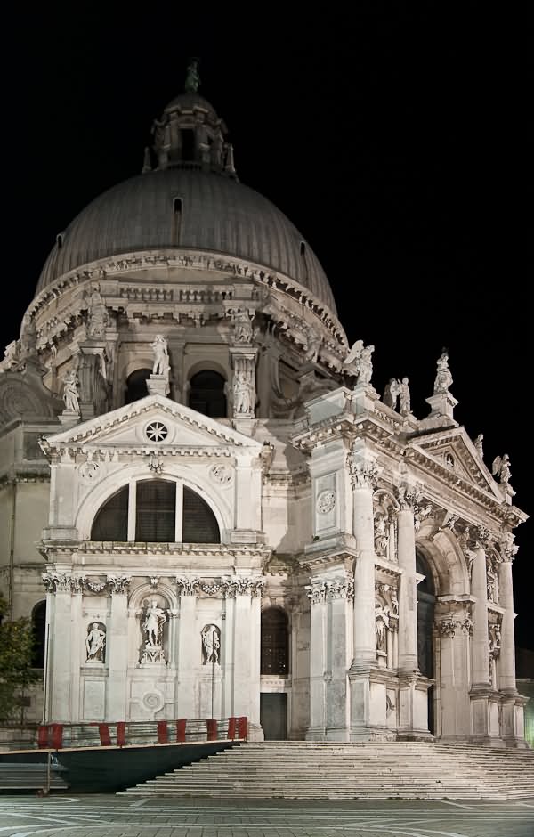 Closeup Of Santa Maria della Salute At Night