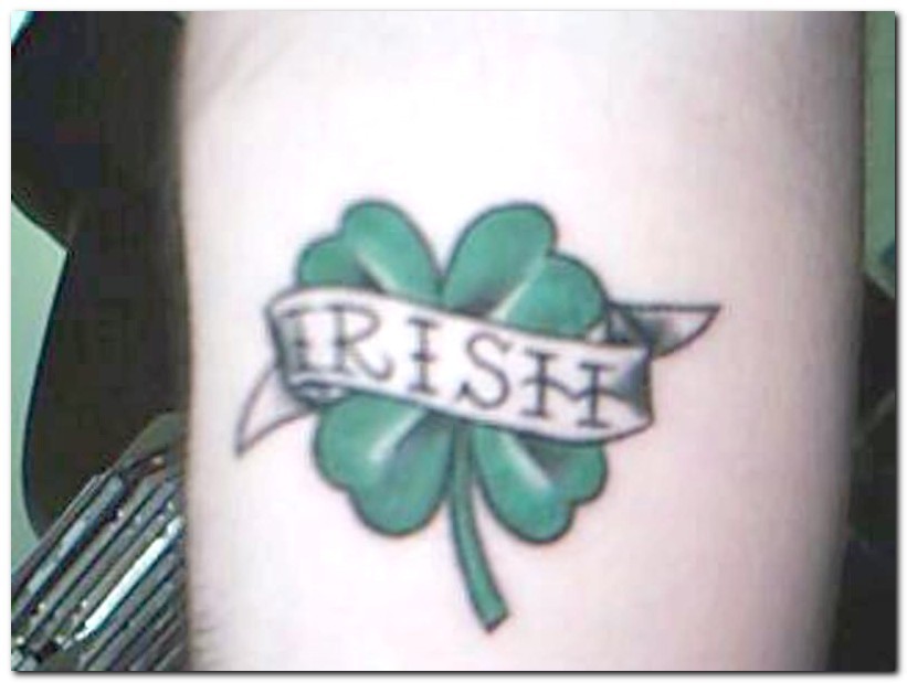 Clover Leaf With Irish Banner Tattoo