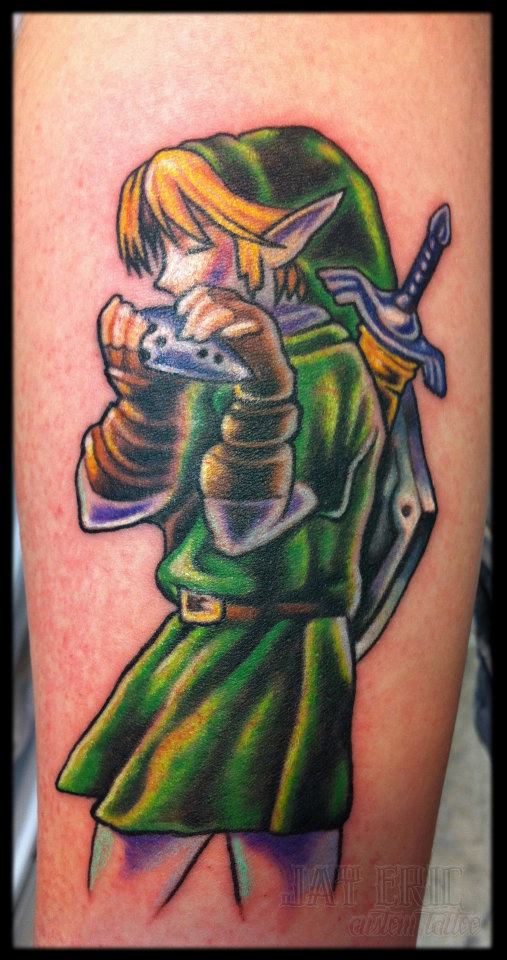 Color Ink Video Game Girl Tattoo On Left Arm