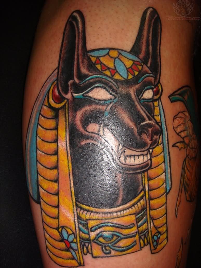 Colored Anubis Egyptian Tattoo