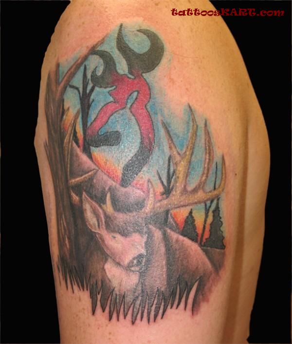 Colored Deer Country Tattoo Image