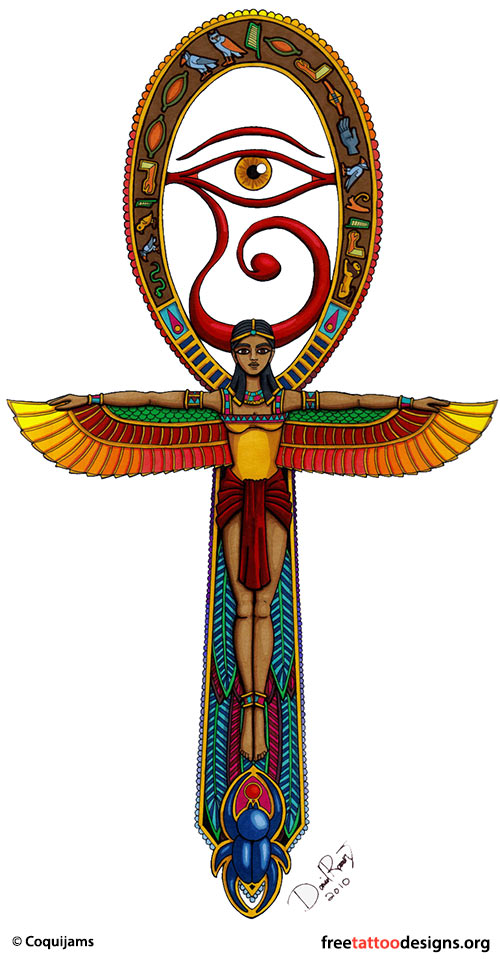 Colored Egyptian Tattoo Design