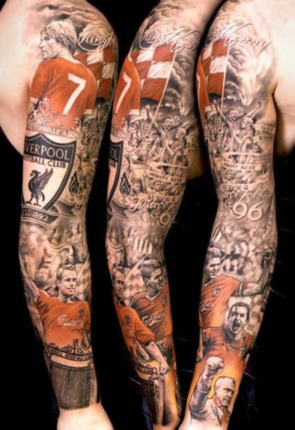 Colored Sports Tattoo On Full Sleeve