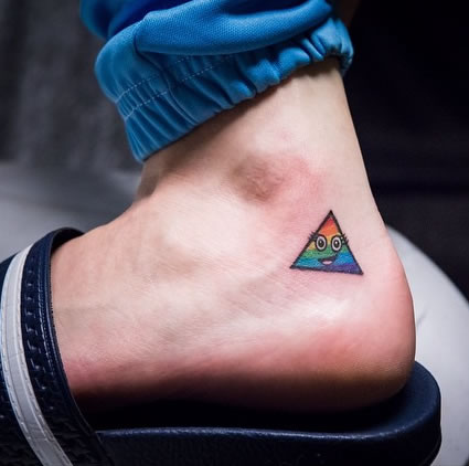 Colorful Triangle Tattoo On Heel