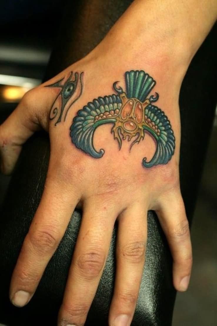 Cool Egyptian Tattoo On Left Hand