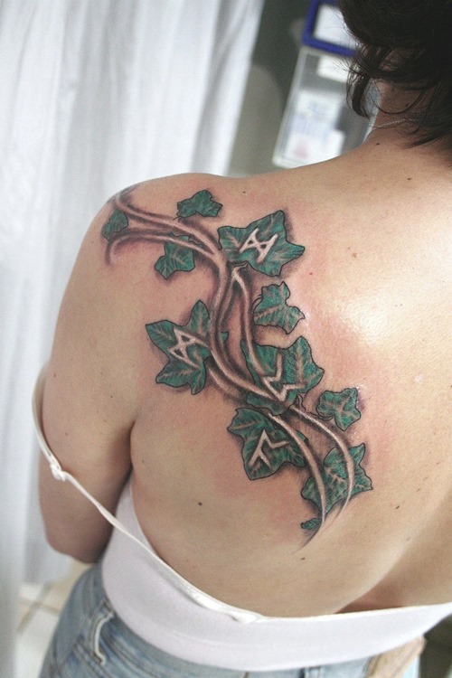 Cool Ivy Vine Tattoo On Left Back Shoulder By 2Face