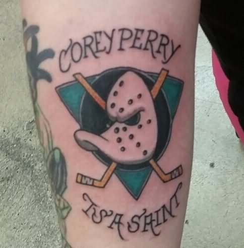 Corey Perry Sports Tattoo On Leg