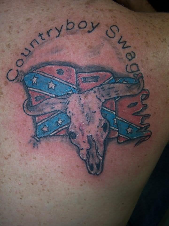 Country Boy Swag Tattoo On Right Back Shoulder