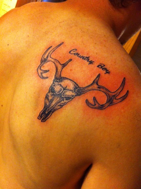 Country Boy Tattoo On Right Back Shoulder