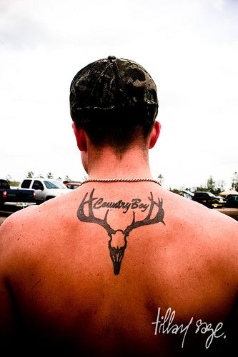 Country Boy Tattoo On Upper Back