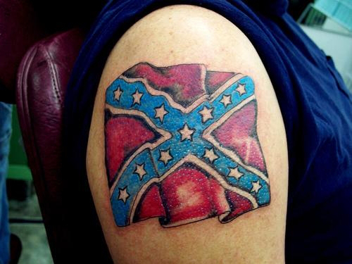 Country Flag Tattoo On Right Shoulder