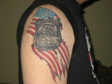 Country Tattoo On Man Right Shoulder