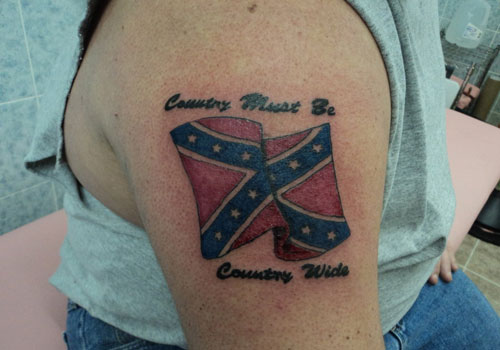 Country Tattoo On Right Shoulder