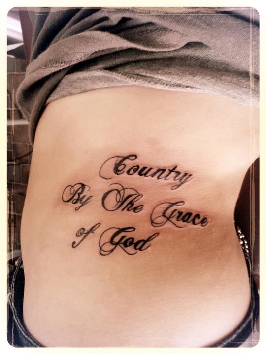 Country by The Grace Of God Tattoo On Side Rib