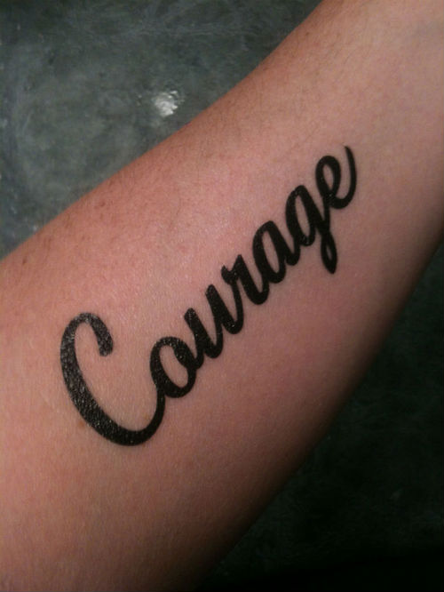 Courage Word Tattoo Design For Forearm