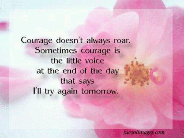Courage doesn’t always roar. Sometimes courage is the little voice at the end of the day that says I’ll try again tomorrow.