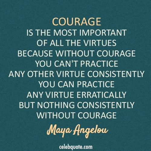 Courage is the most important of all the virtues, because without courage you can't practice any other virtue consistently. You can practice any virtue erratically, but nothing consistently without courage.