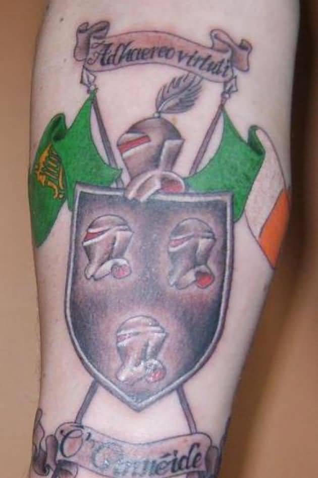 Crest Irish Tattoo On Sleeve
