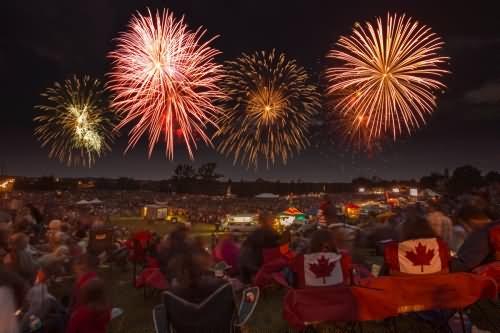 Crowd Watches Canada Day Fireworks