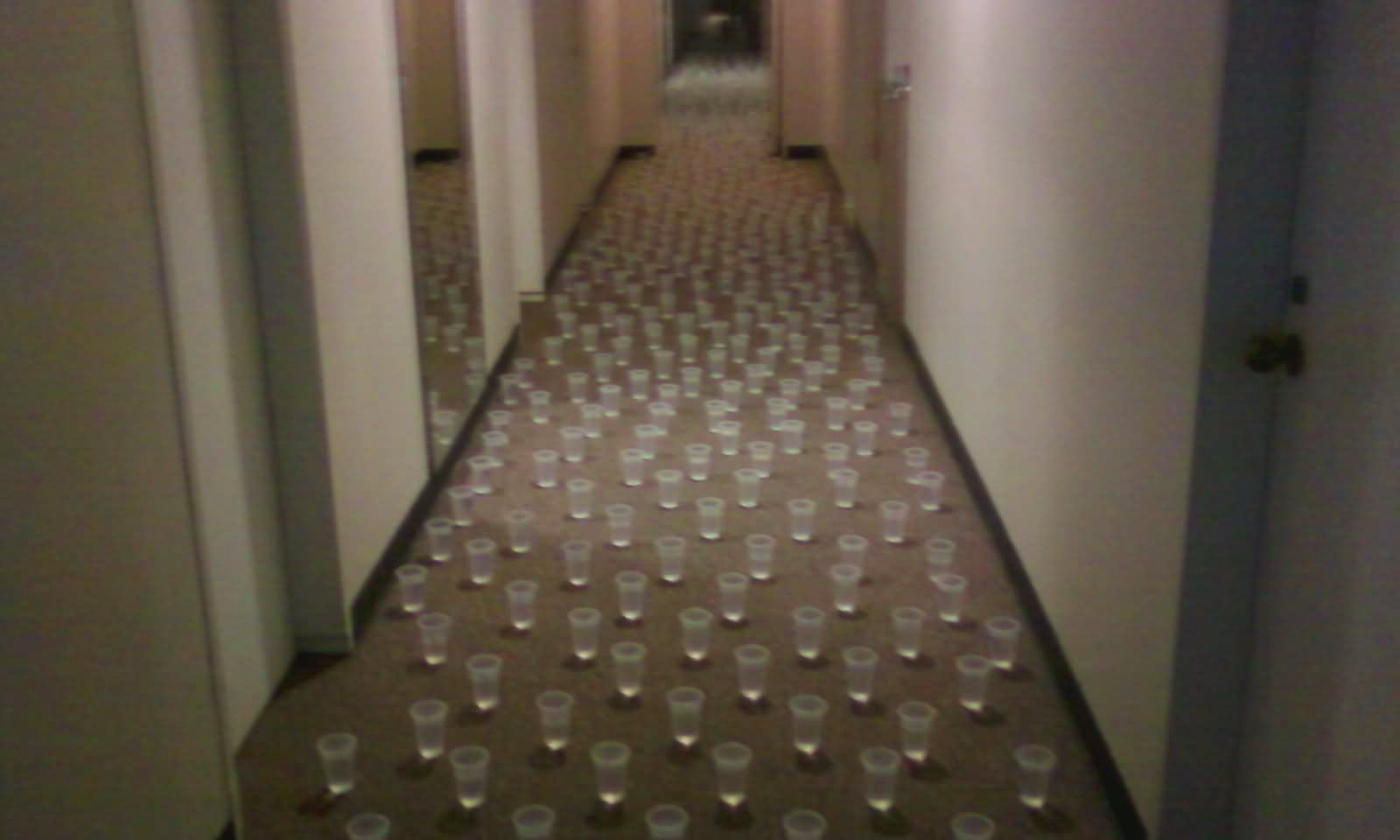 Cups Of Water On Floor Funny April Fool Prank Image