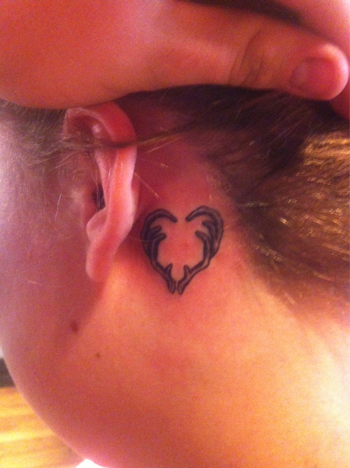 Deer Horns Country Tattoo Behind The Ear