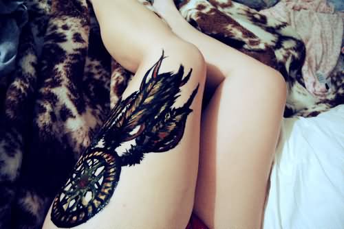 Dreamcatcher Tattoo On Left Leg