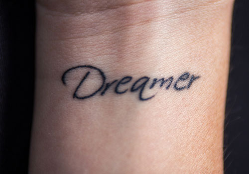Dreamer Word Tattoo Design For Men Wrist