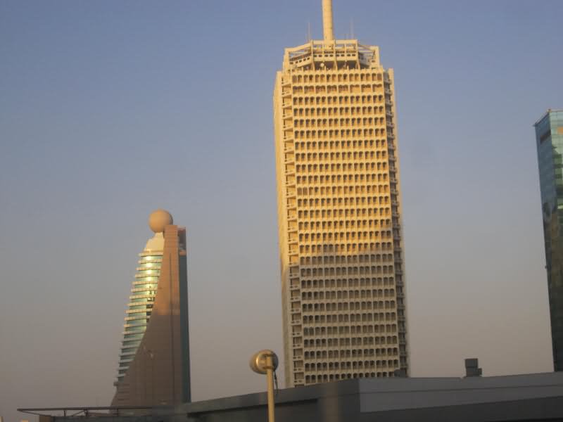 Dubai World Trade Centre And Etisalat During Sunset