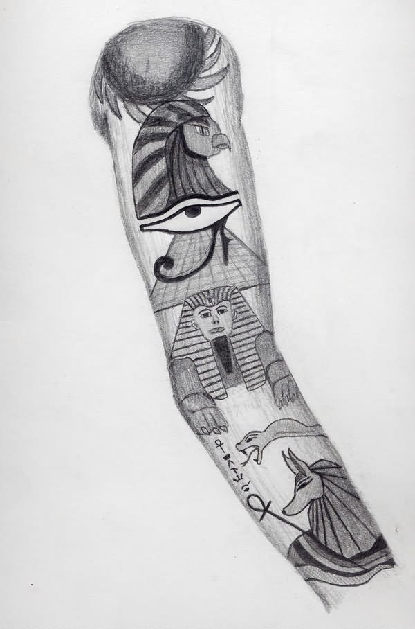 Egyptian Tattoo Design For Full Sleeve by BringTheKaos
