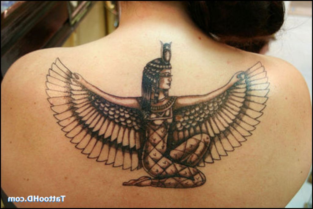 Egyptian Tattoo On Girl Upper Back