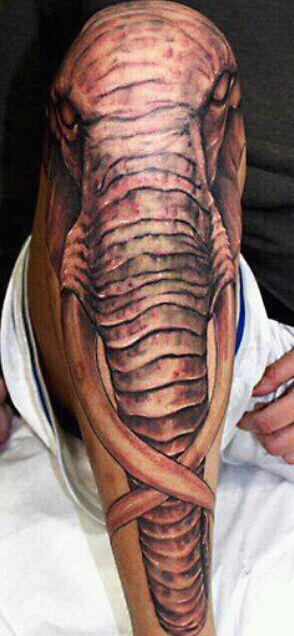 Elephant Tattoo On Right Leg