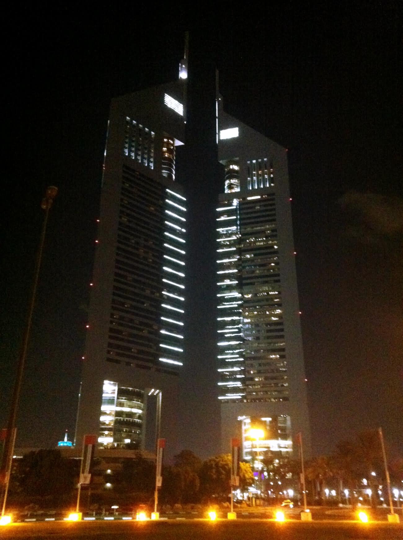 Emirates Towers At Night In Dubai