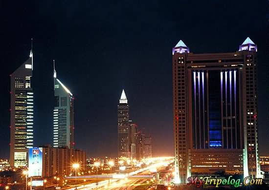 Emirates Towers Dubai Night View Image