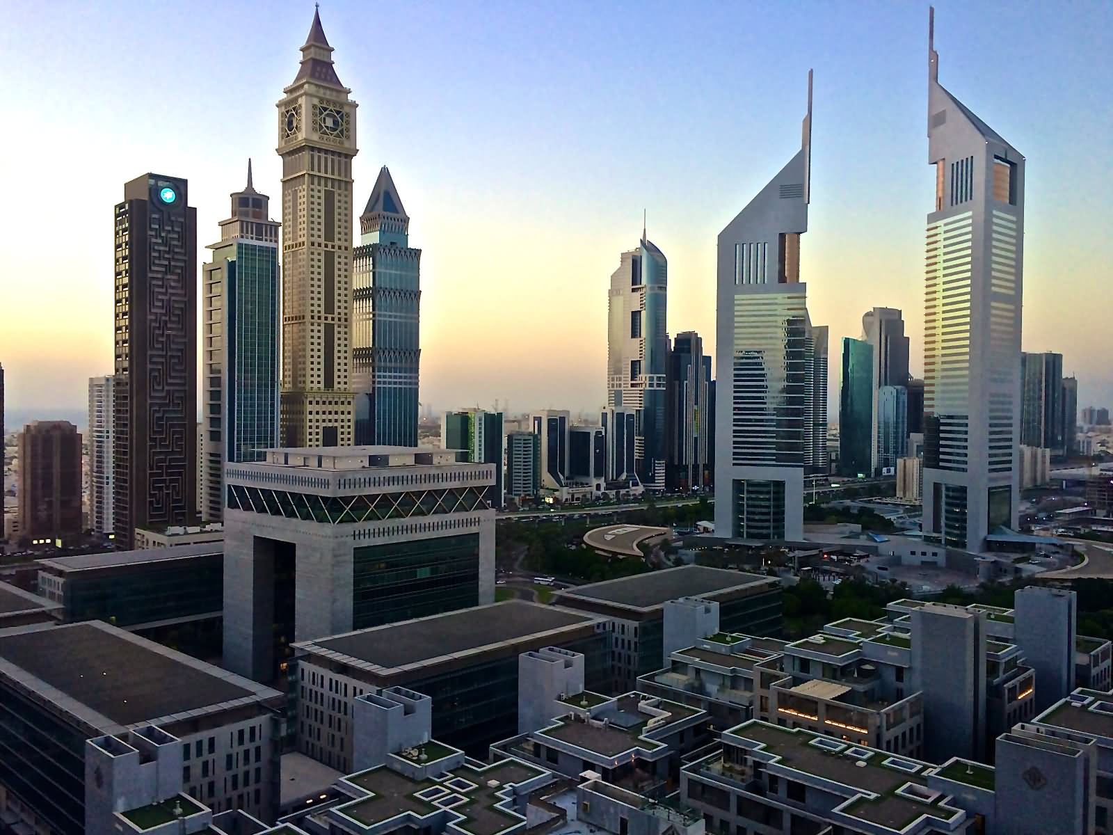 Emirates Towers In Dubai At Dawn