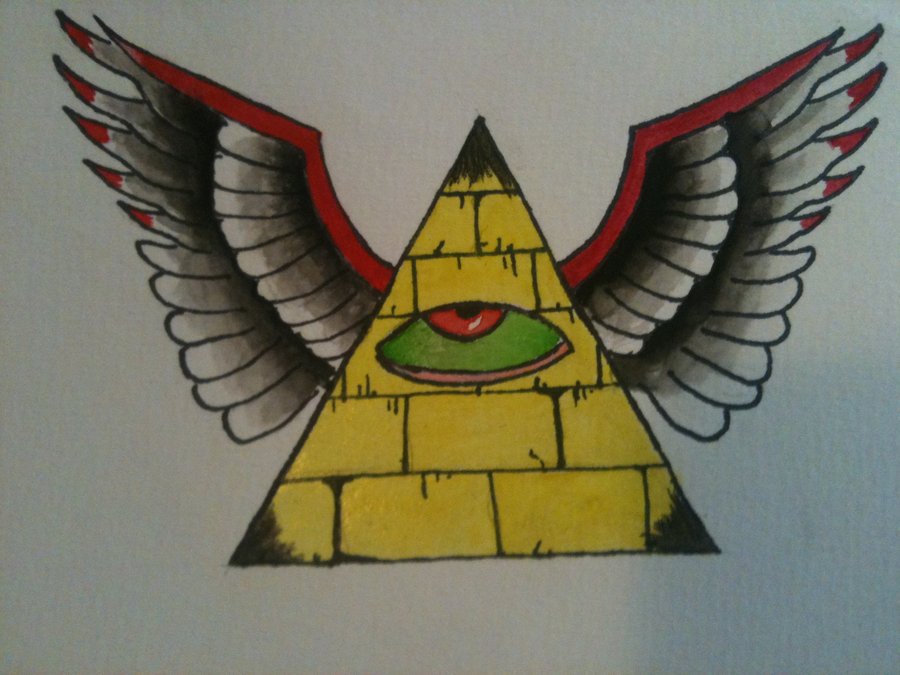 Eye In Pyramid With Wings Tattoo Design By A Butcher