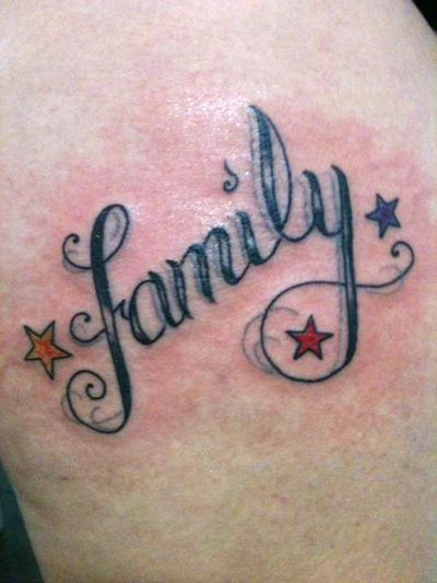Family Word With Stars Tattoo Design