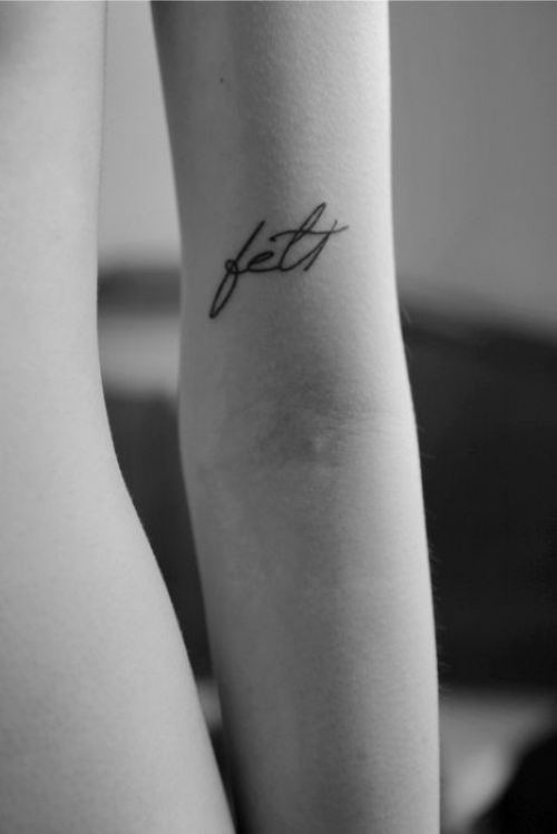 Felt Word Tattoo Design For Sleeve