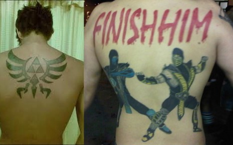 Finishhim Video Game Tattoo On Man Back