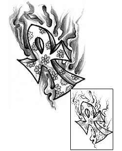Flaming Ankh Egyptian Tattoo Design