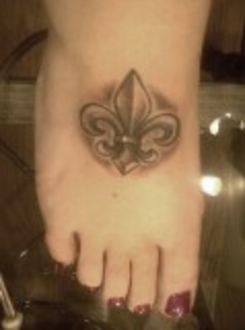 Fleur De Lis Tattoo On Girl Right Foot