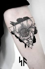 Flower In Triangle Tattoo Design
