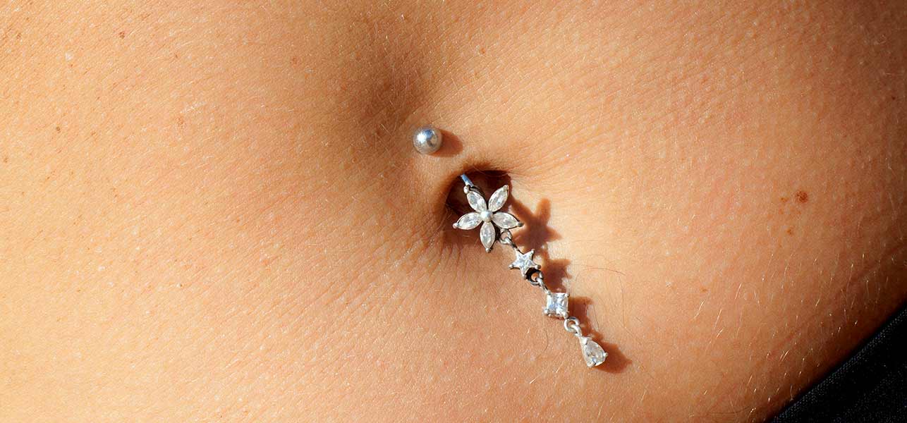 Flower Stud Belly Piercing Picture For Girls