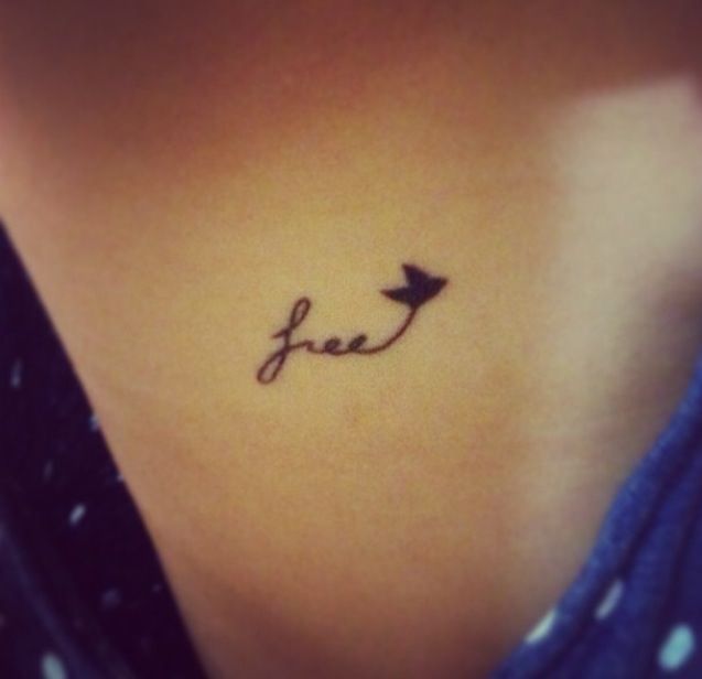 Free Word With Flying Bird Tattoo Design