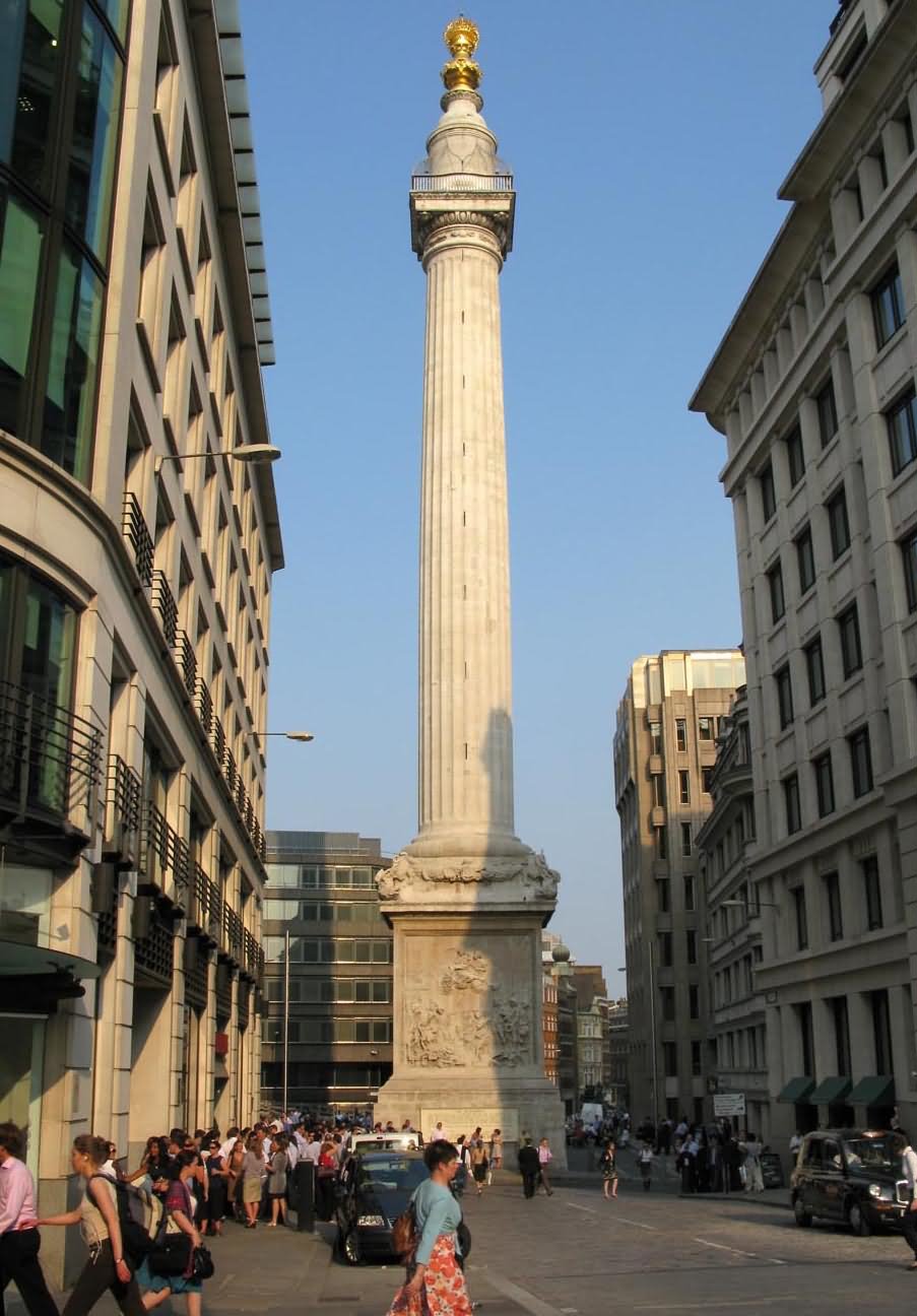 Front Picture Of The Monument To The Great Fire of London