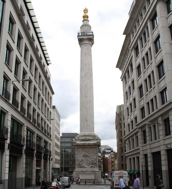 Front View Of The Monument To The Great Fire of London