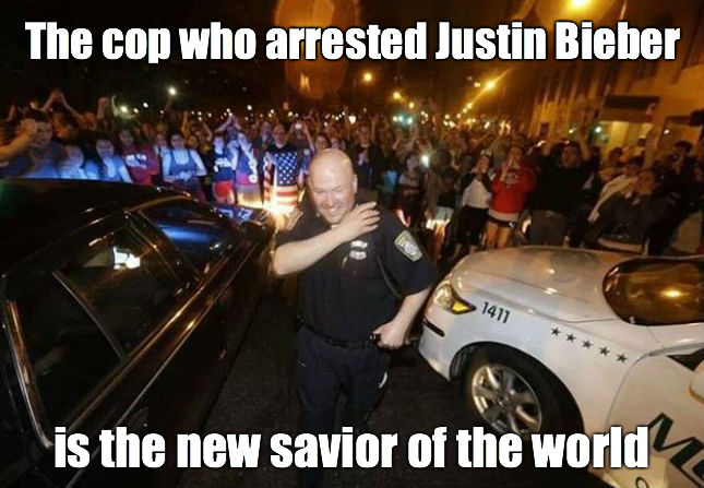 Funny Cop Meme The Cop Who Arrested Justin Bieber Picture