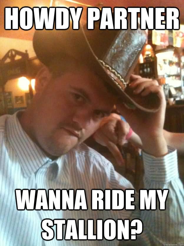 Funny Cowboy Meme Wanna Ride My Stallion Picture