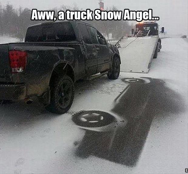 Funny Truck Snow Angel Picture